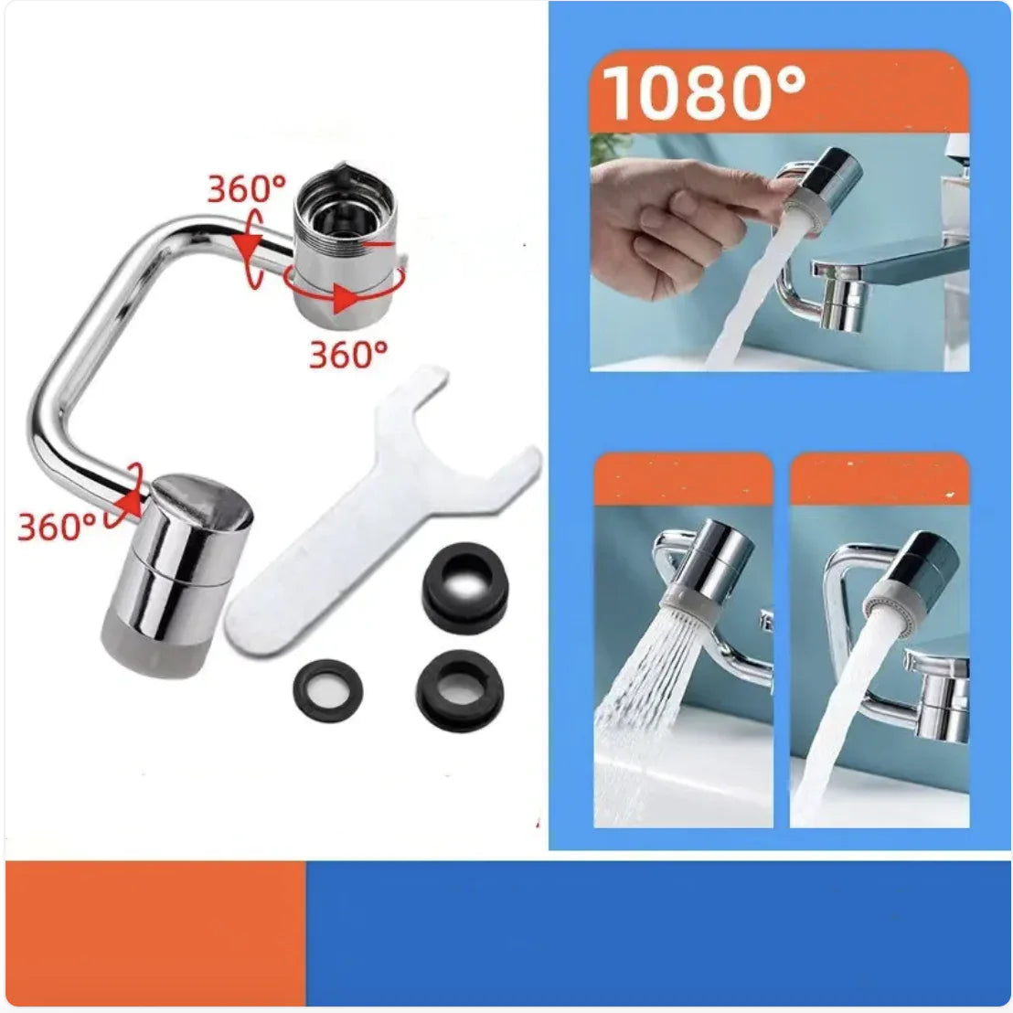 Rotating water faucet extension