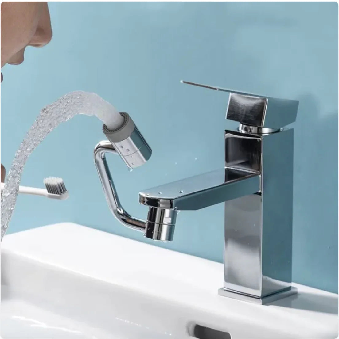 Rotating water faucet extension